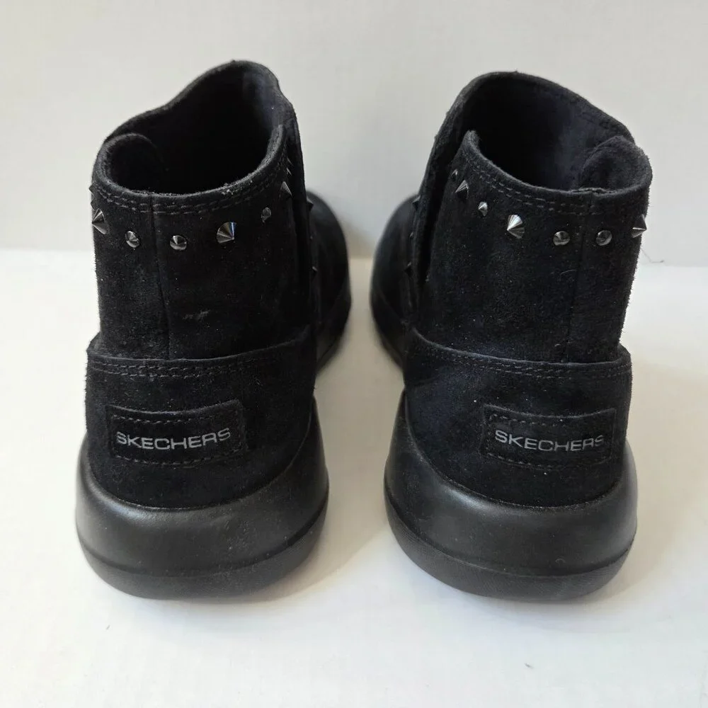 Skechers Boots Womens 9.5 Black Suede On the Go Walk Joy Studded Ankle Booties
